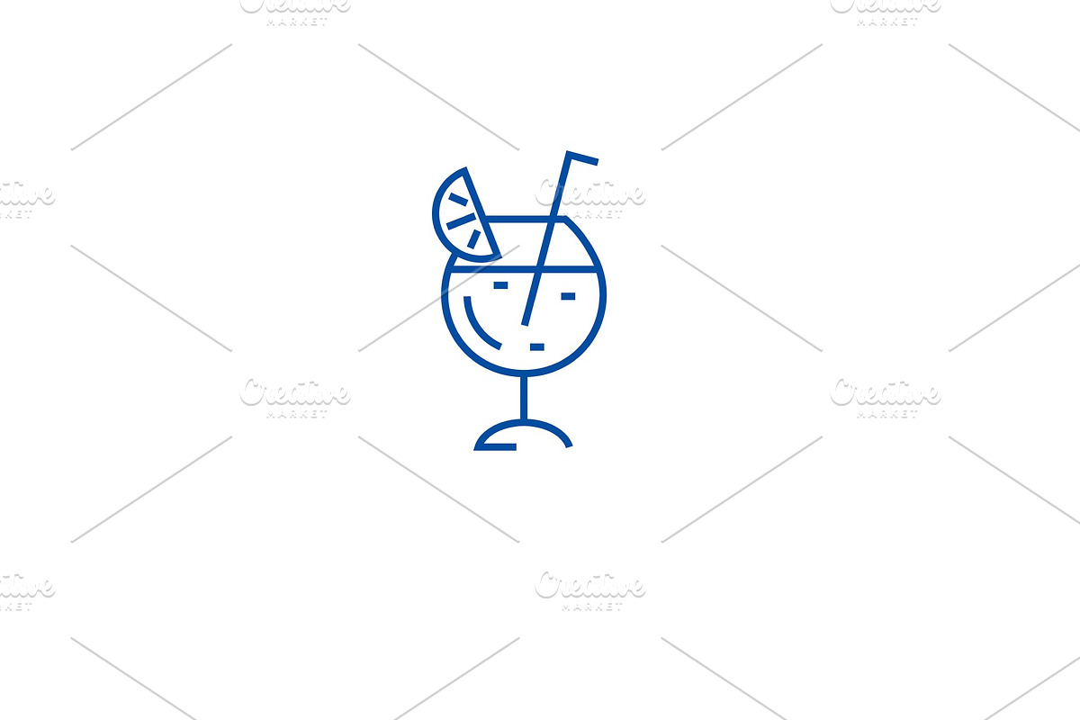 Cocktail glass line icon concept in Illustrations - product preview 8