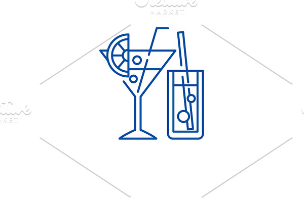 Cocktail menu line icon concept