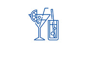 Cocktail menu line icon concept