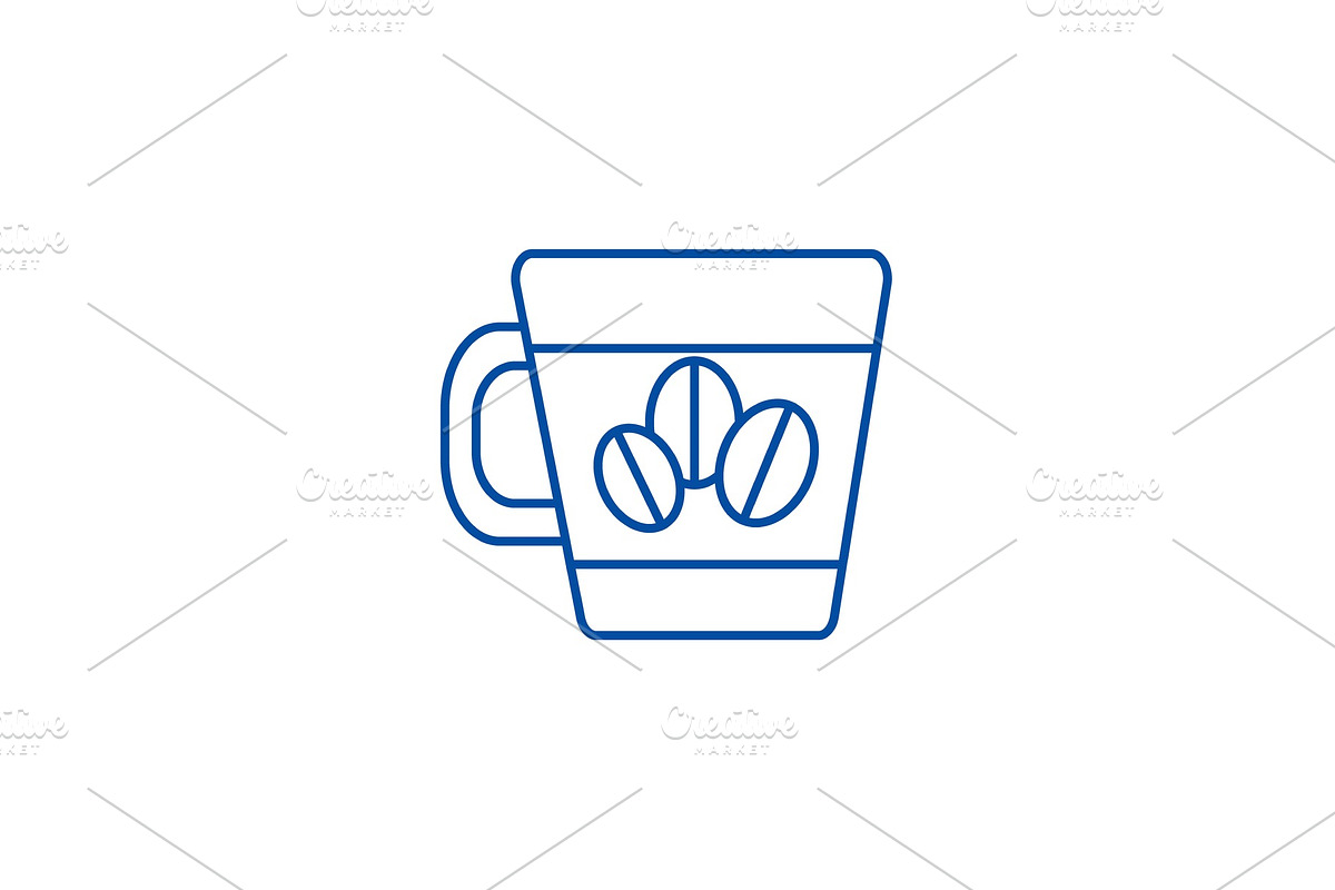 Coffee cup with beans line icon in Illustrations - product preview 8