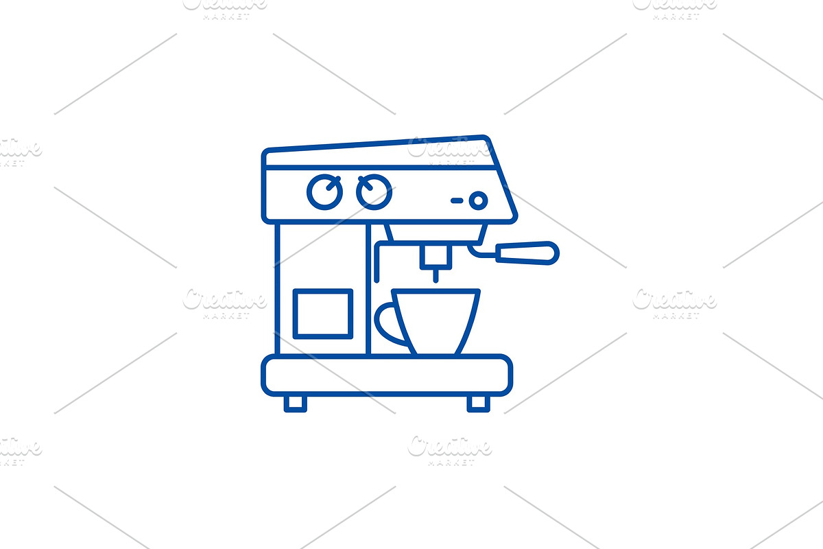 Coffee machine line icon concept in Illustrations - product preview 8
