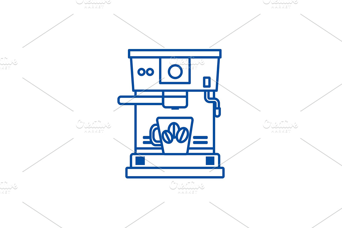 Coffee machine with cup line icon in Illustrations - product preview 8