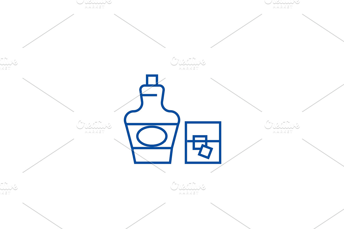 Cognac, brandy line icon concept in Illustrations - product preview 8