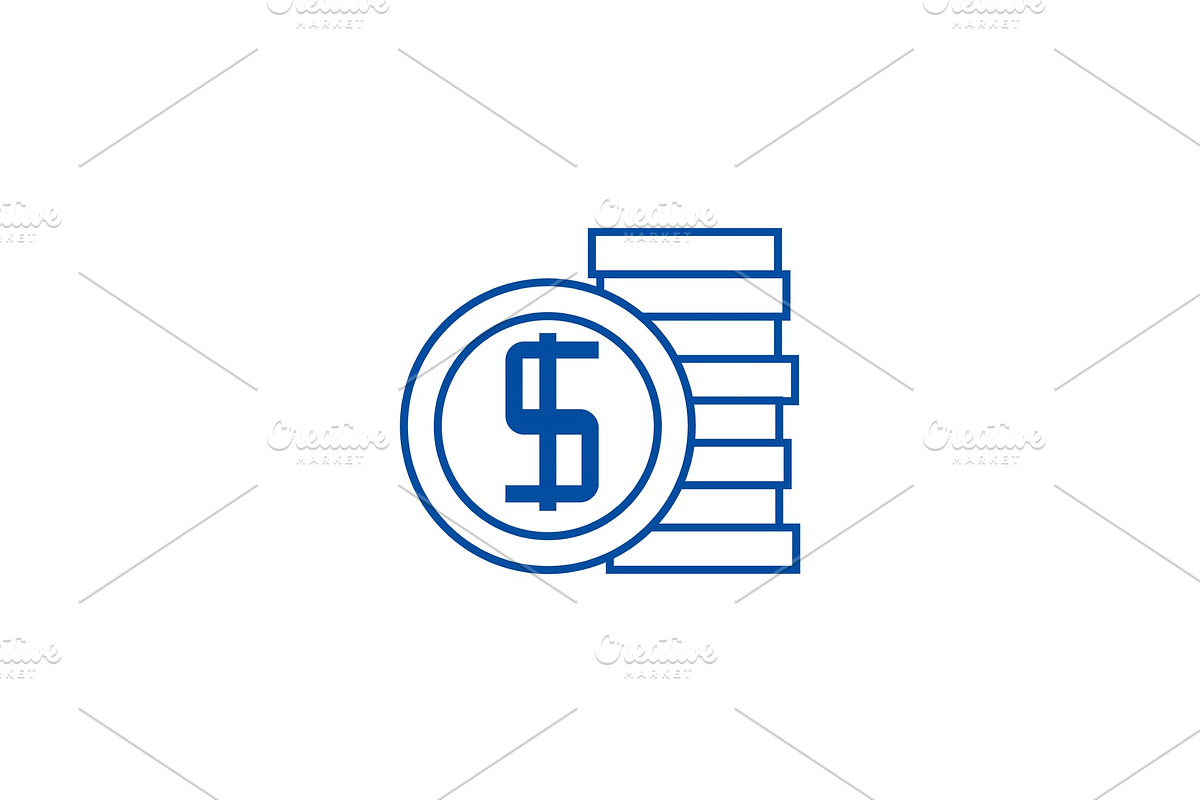 Coins sign line icon concept. Coins in Illustrations - product preview 8