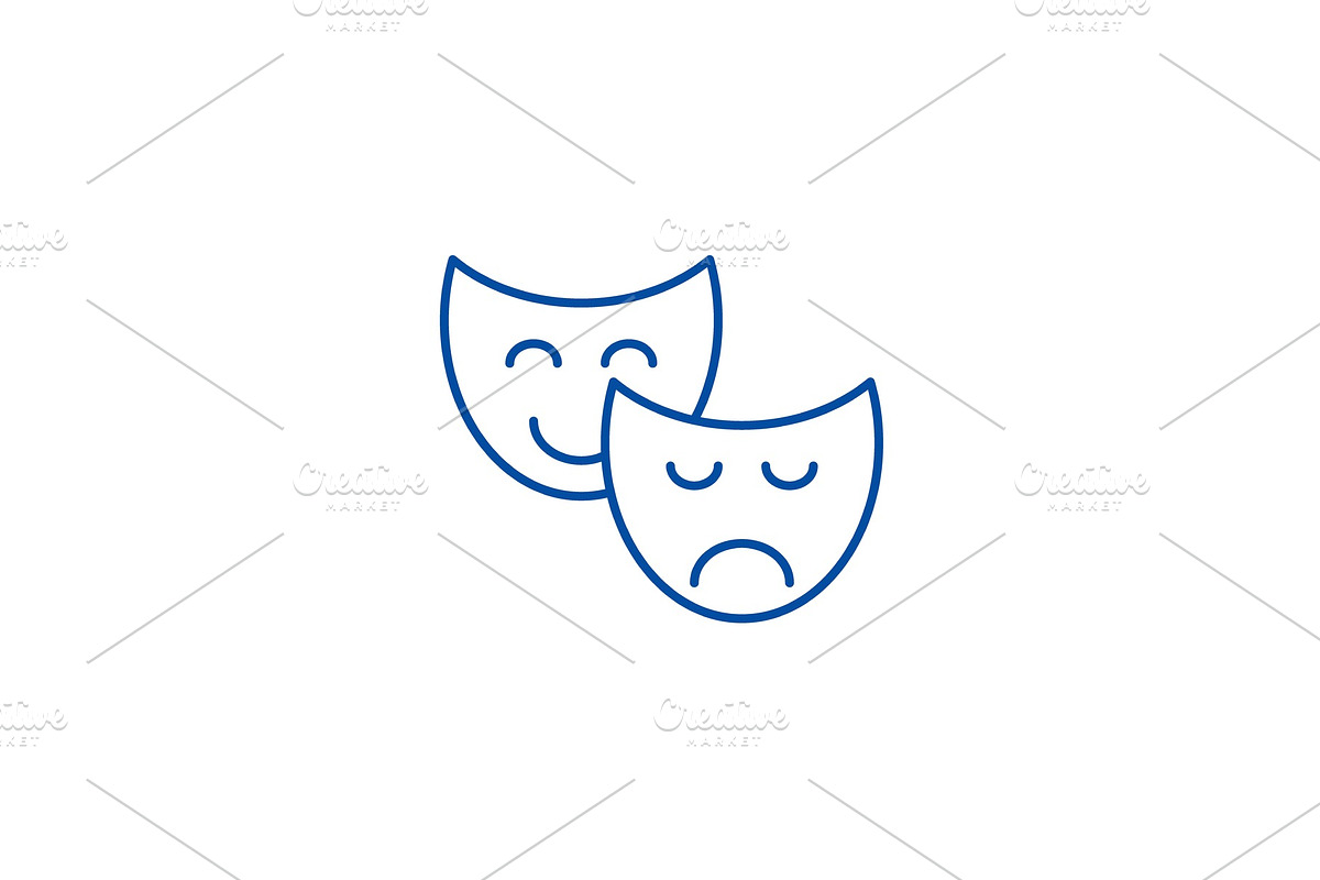 Comedy and tragedy line icon concept in Illustrations - product preview 8