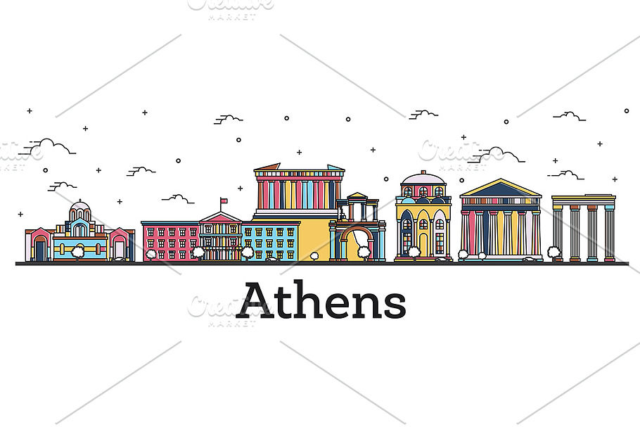 Outline Athens Greece City Skyline in Illustrations - product preview 8