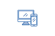 Computer and smartphone line icon