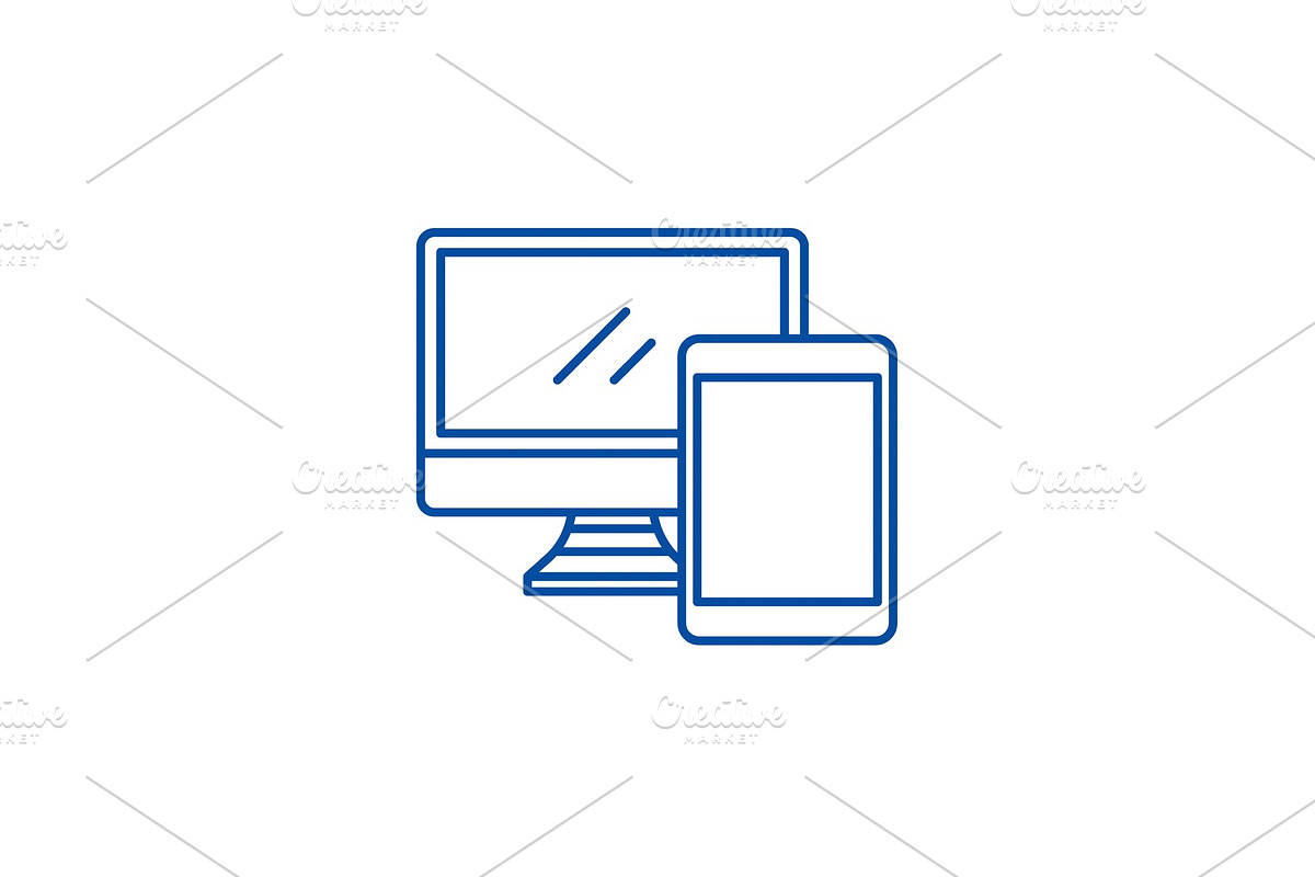 Computer and tablet line icon in Illustrations - product preview 8