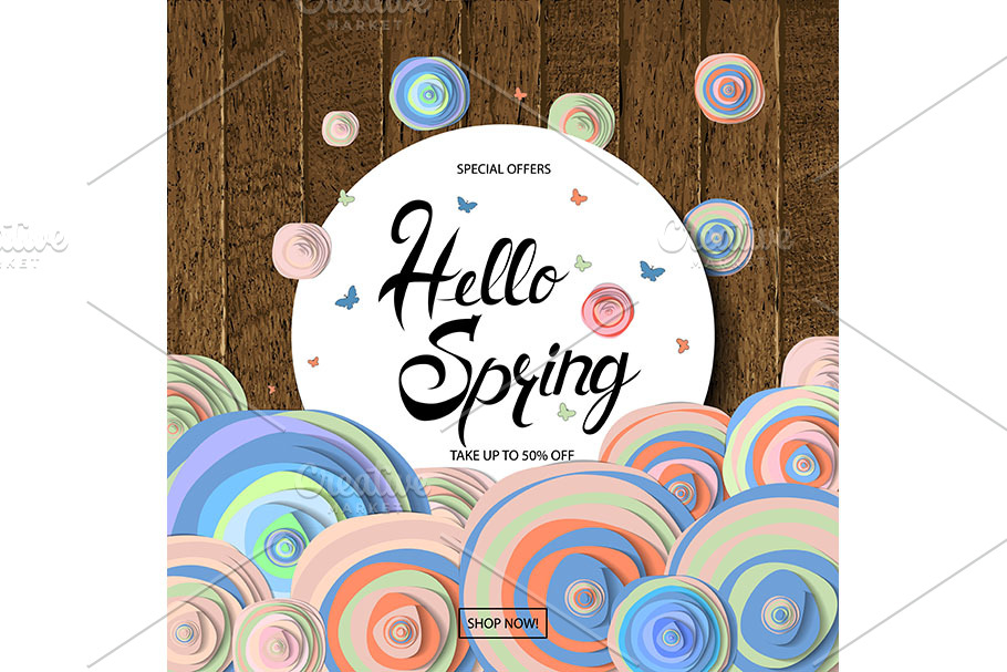 Hello Spring cards design set