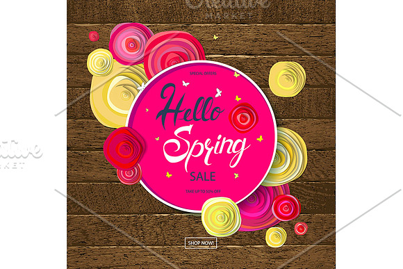 Hello Spring cards design set in Graphics - product preview 2