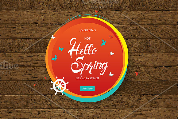 Hello Spring cards design set in Graphics - product preview 3