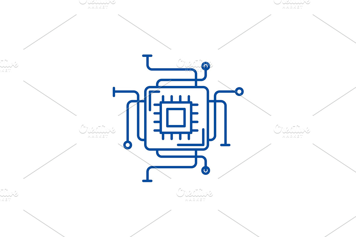Computer processor line icon concept in Illustrations - product preview 8
