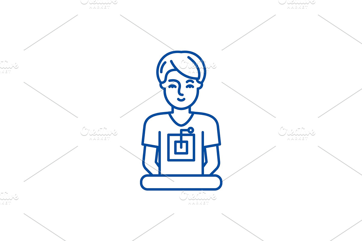 Computer specialist line icon in Illustrations - product preview 8