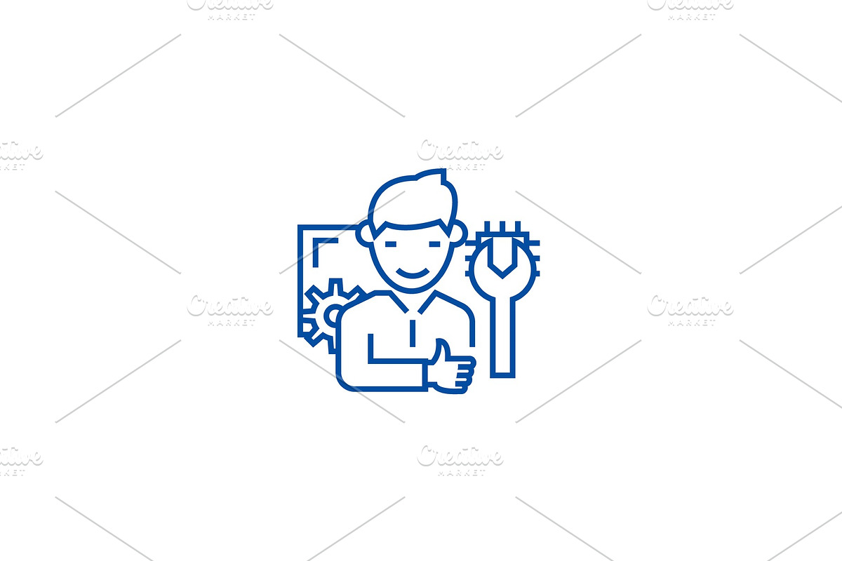 Computer technician line icon in Illustrations - product preview 8
