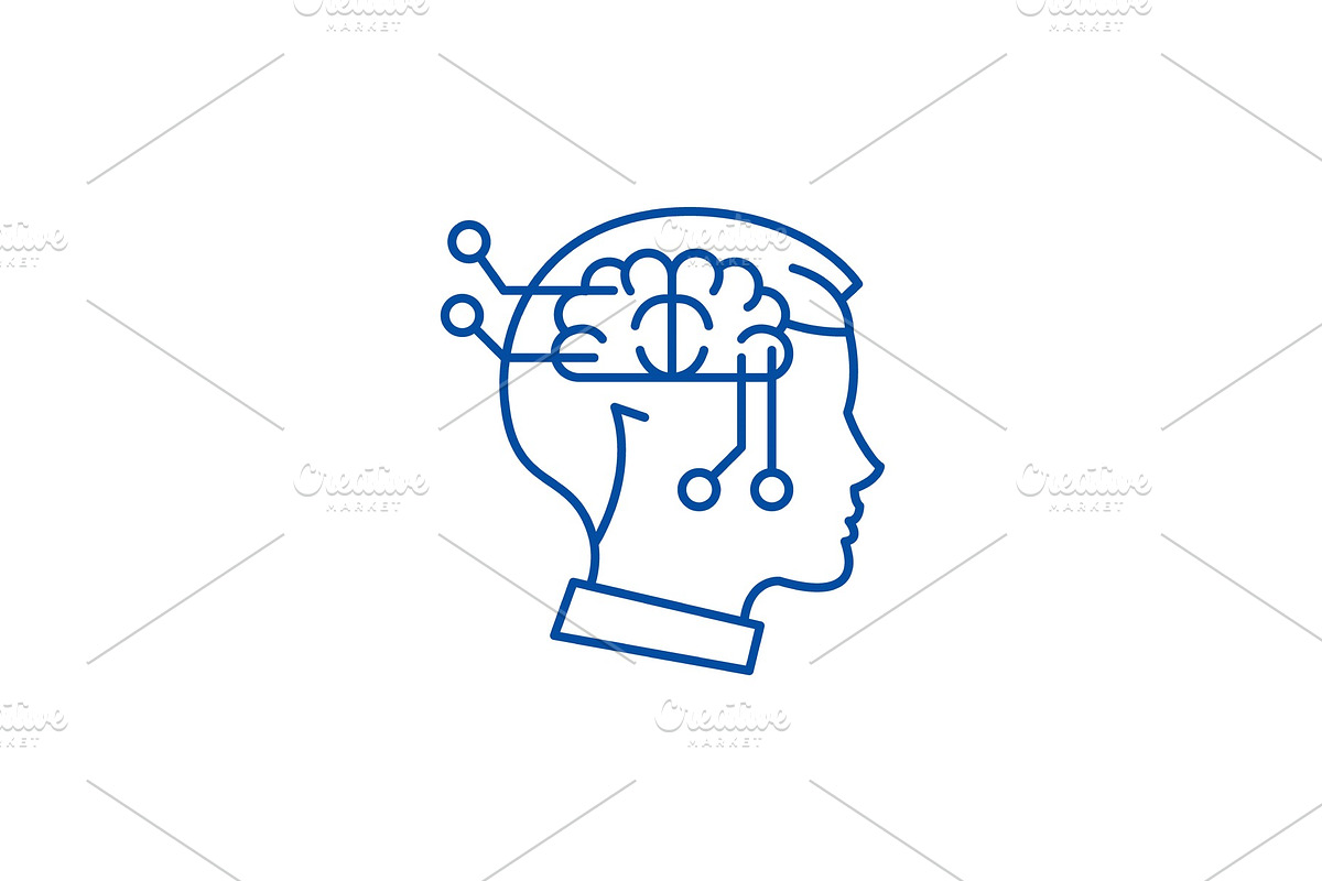 Computer thinking line icon concept in Illustrations - product preview 8