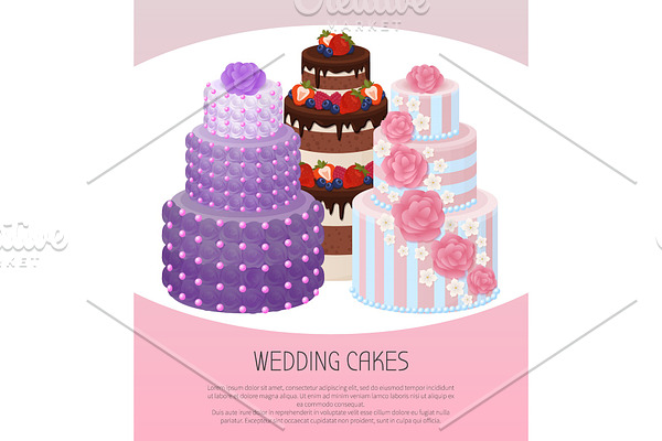 Wedding Cakes Poster Text Vector
