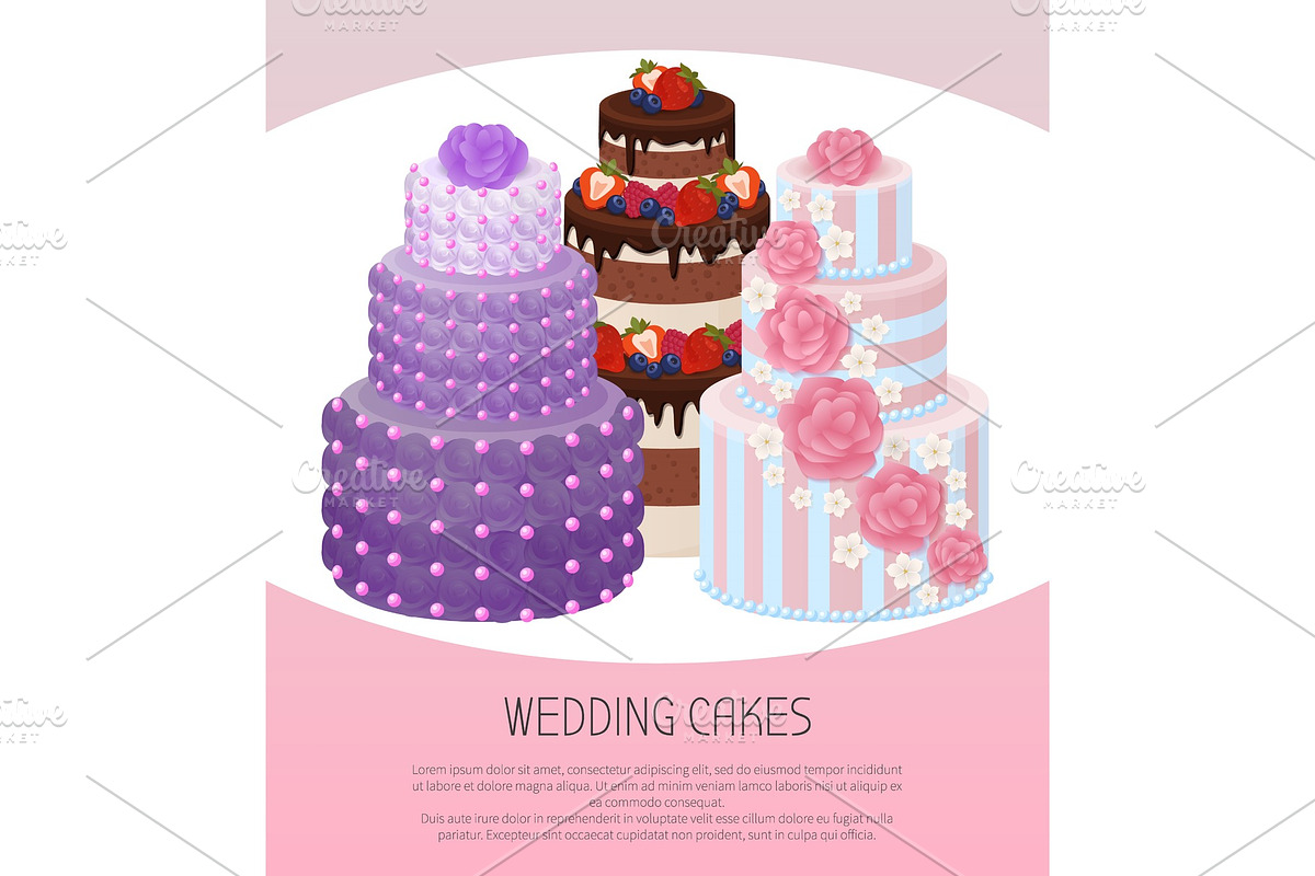 Wedding Cakes Poster Text Vector in Illustrations - product preview 8