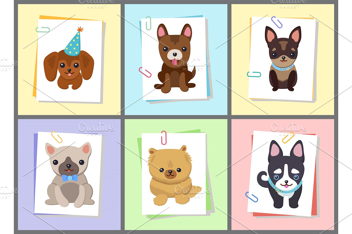 Puppies and Dogs Poster Set Vector in Illustrations - product preview 8