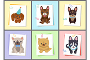 Puppies and Dogs Poster Set Vector