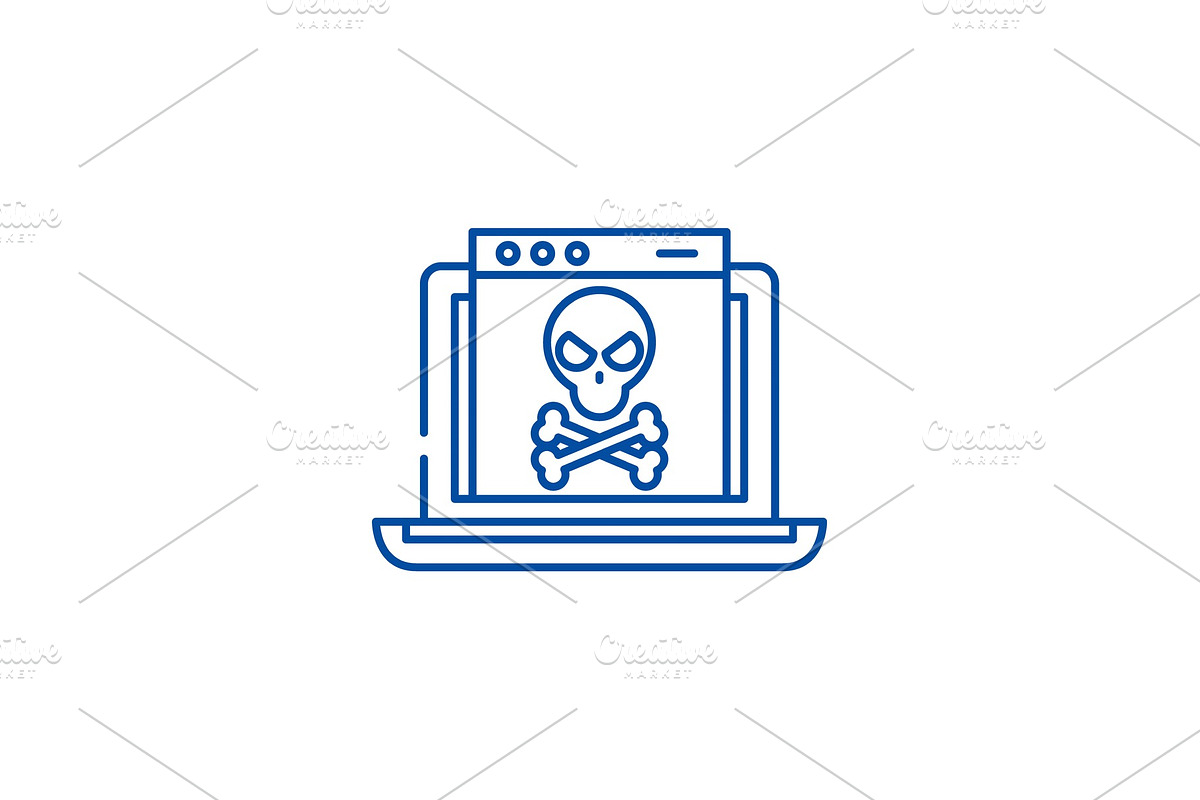 Computer virus and bugs line icon in Illustrations - product preview 8