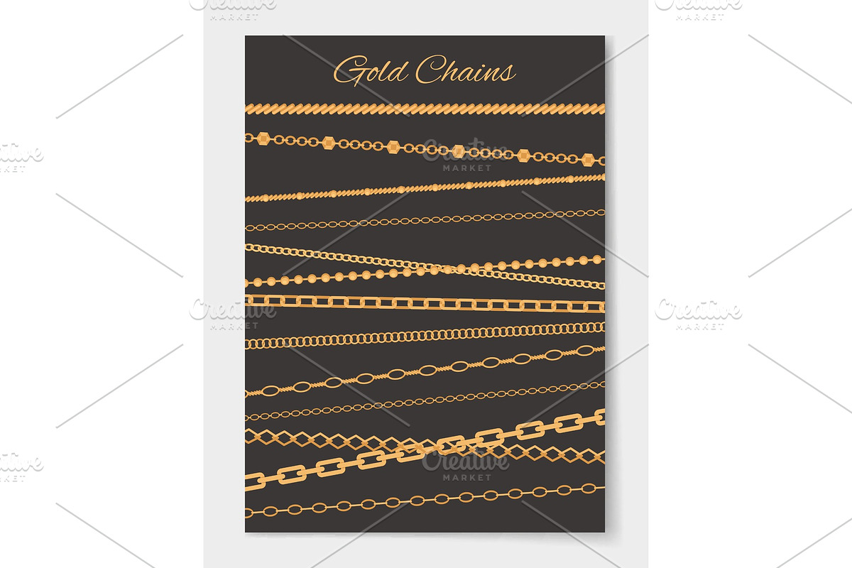 Gold Chains Variety Set Poster in Objects - product preview 8