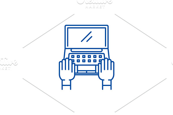 Computer work line icon concept