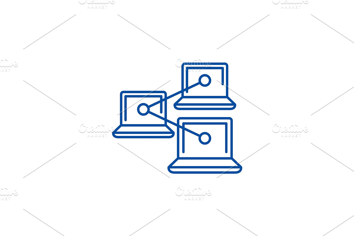 Computer work network line icon in Illustrations - product preview 8