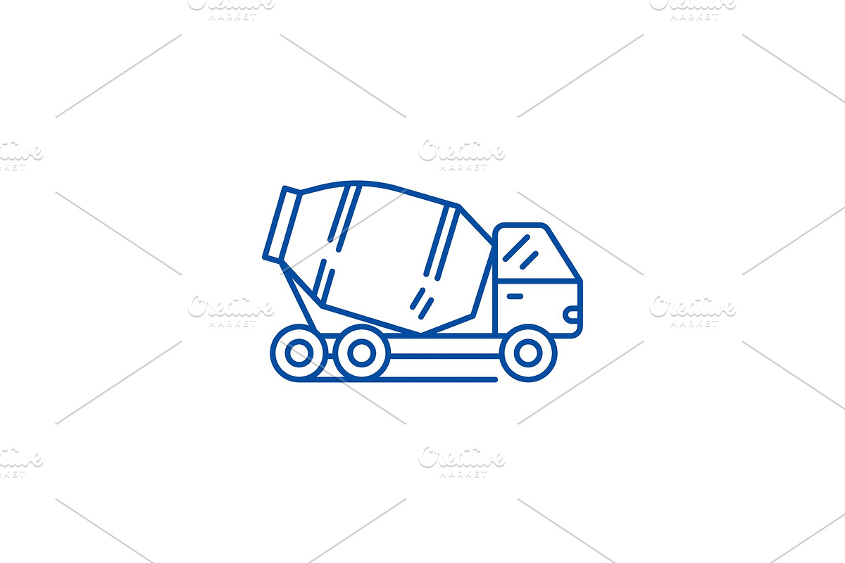 Concrete truck line icon concept in Illustrations - product preview 8
