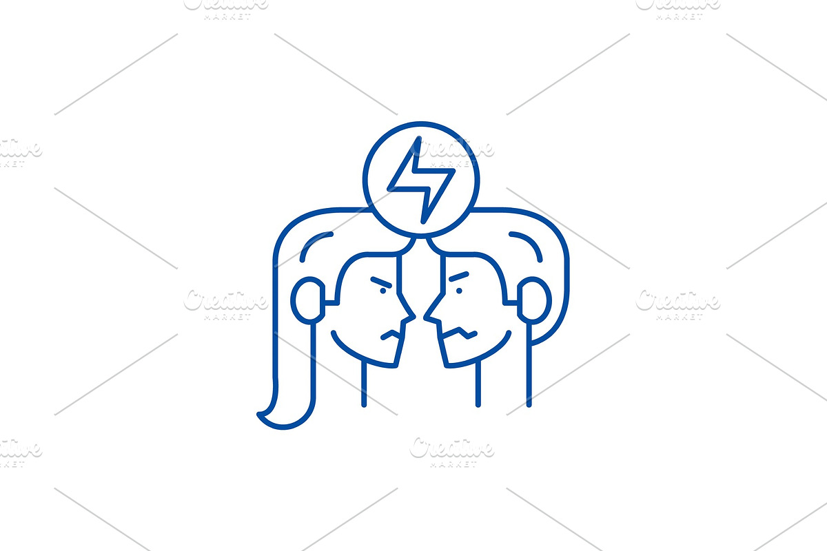 Conflict line icon concept. Conflict in Illustrations - product preview 8
