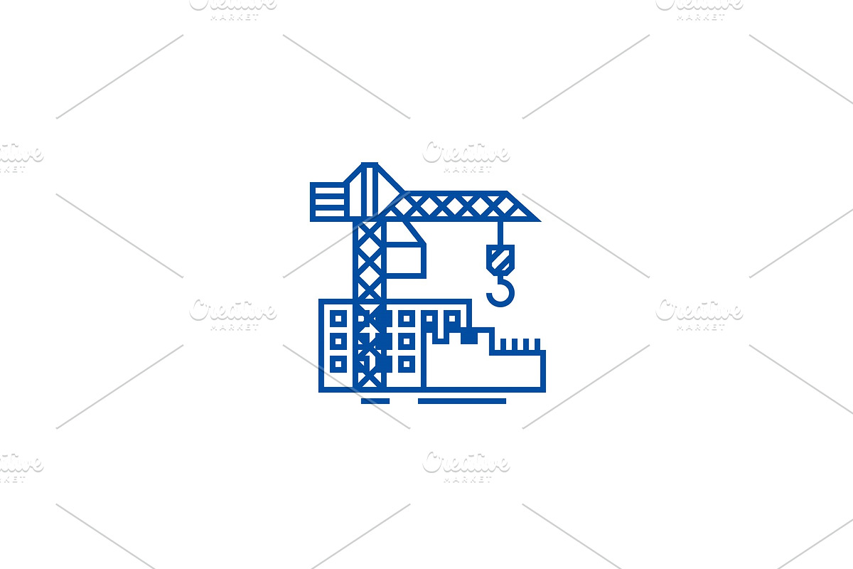 Construction buildings line icon in Illustrations - product preview 8