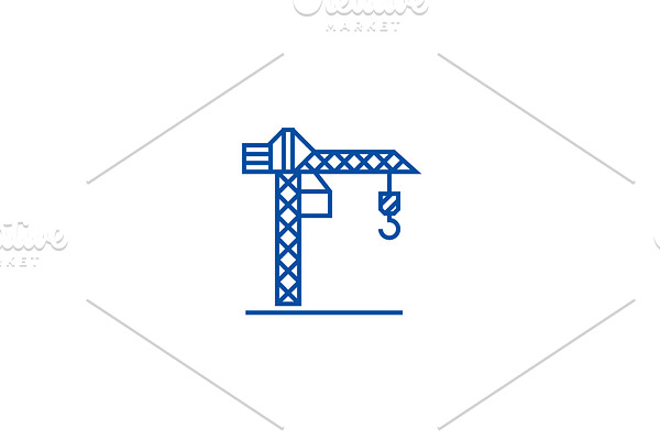 Construction crane line icon concept