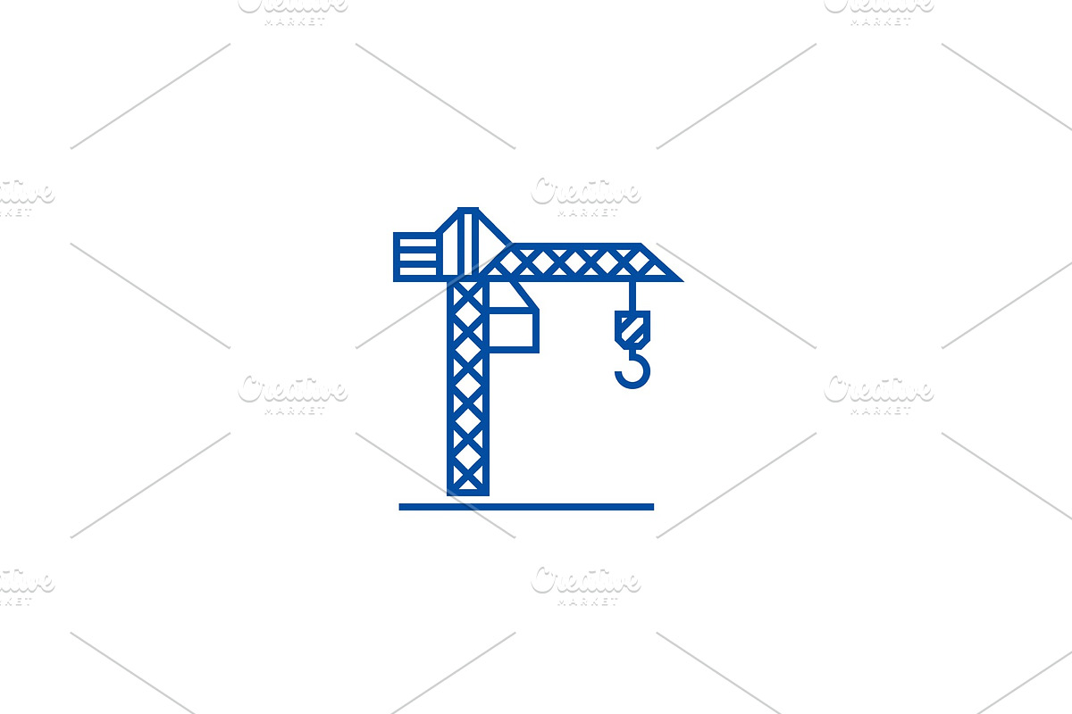 Construction crane line icon concept in Illustrations - product preview 8