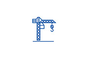 Construction crane line icon concept
