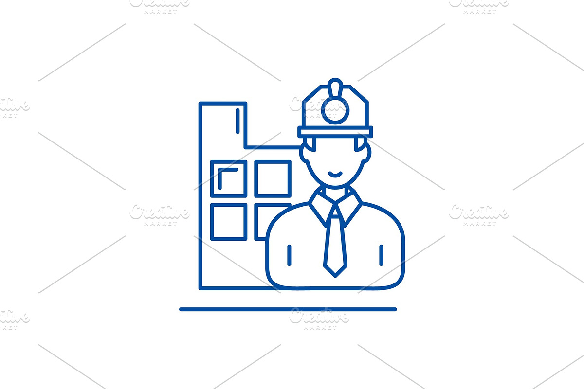 Construction engineer line icon in Illustrations - product preview 8