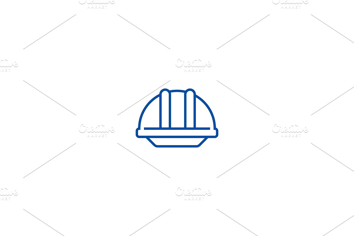 Construction helmet line icon in Illustrations - product preview 8