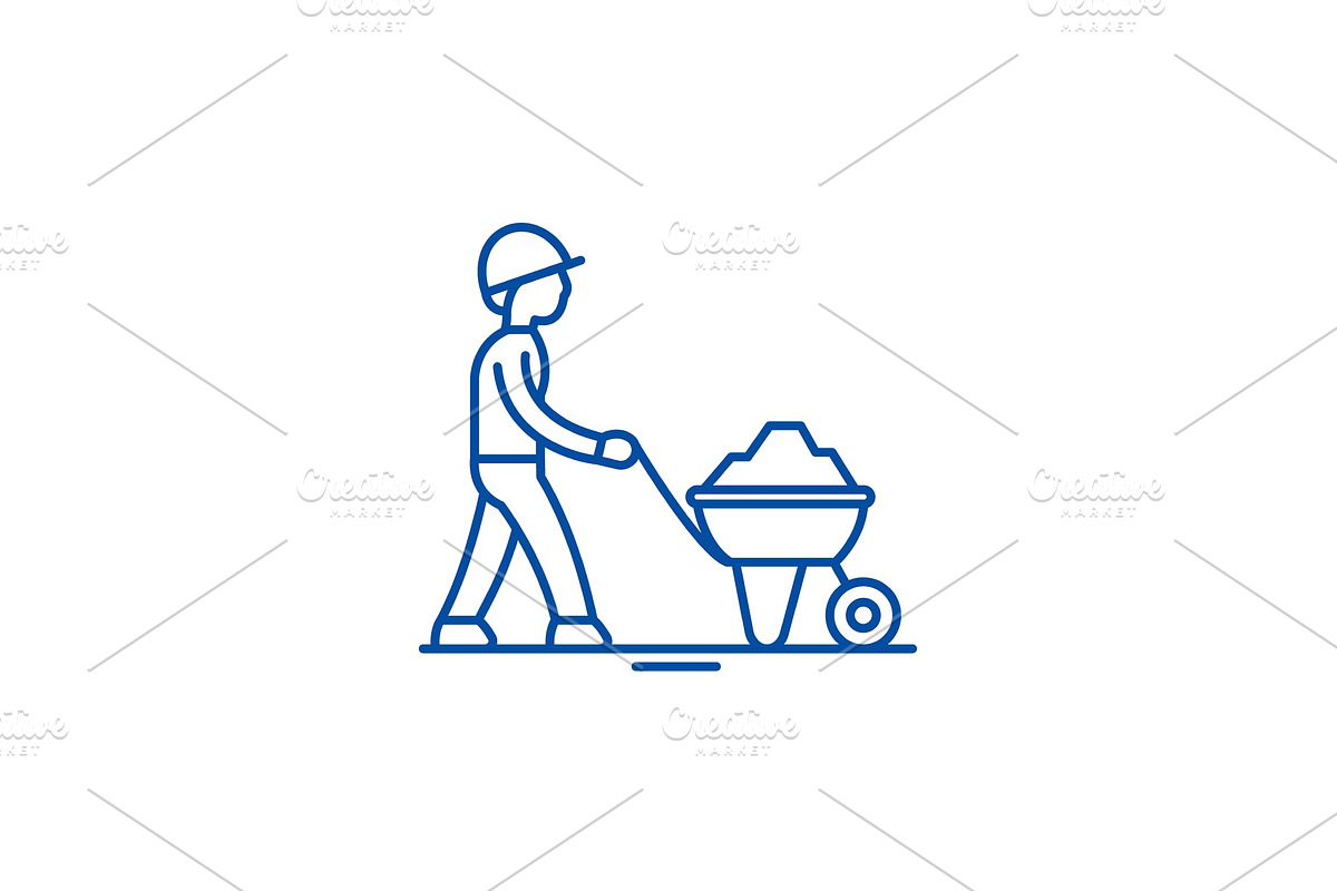 Construction works line icon concept in Illustrations - product preview 8