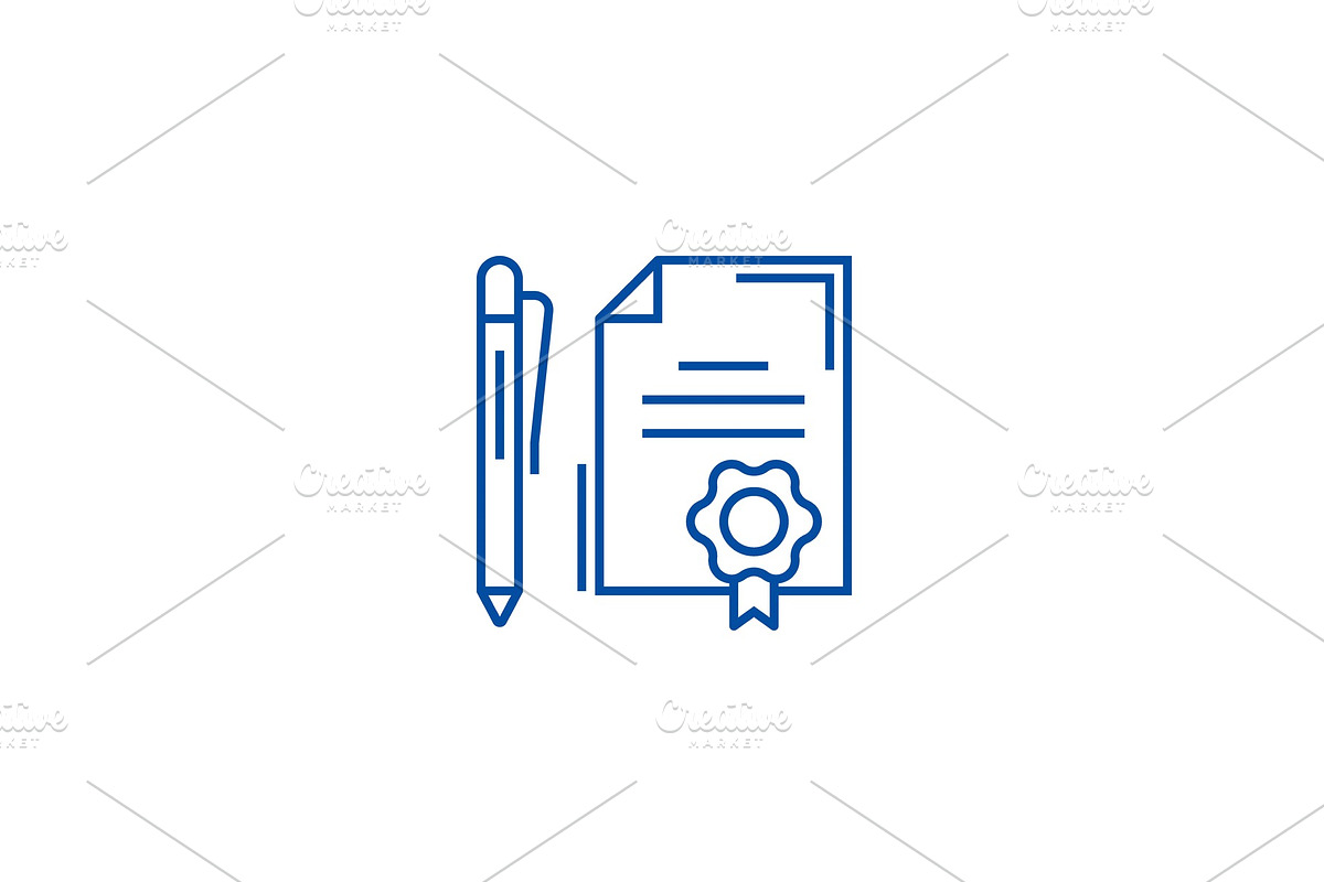 Contract with pen line icon concept in Illustrations - product preview 8