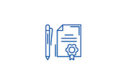 Contract with pen line icon concept