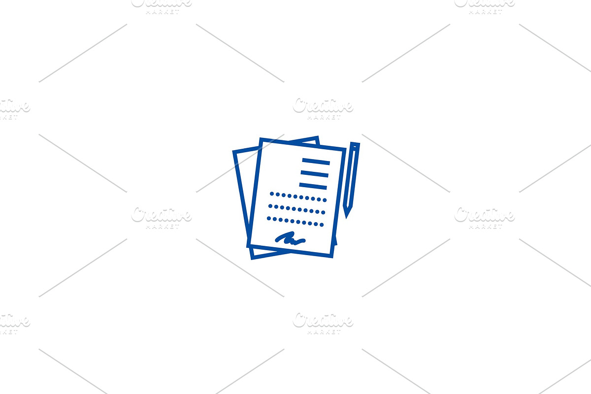 Contract, signing documents line in Illustrations - product preview 8