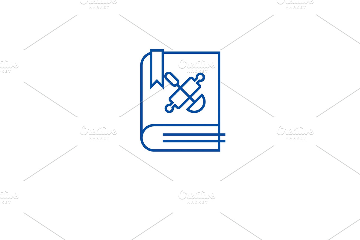 Cookbook, recipe book line icon in Illustrations - product preview 8