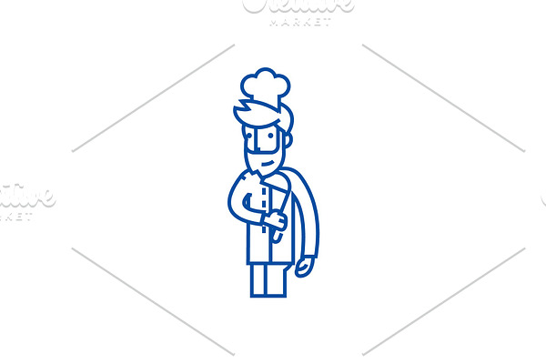 Cooker, restaurant chef line icon