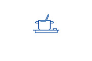 Cooking food pot line icon concept