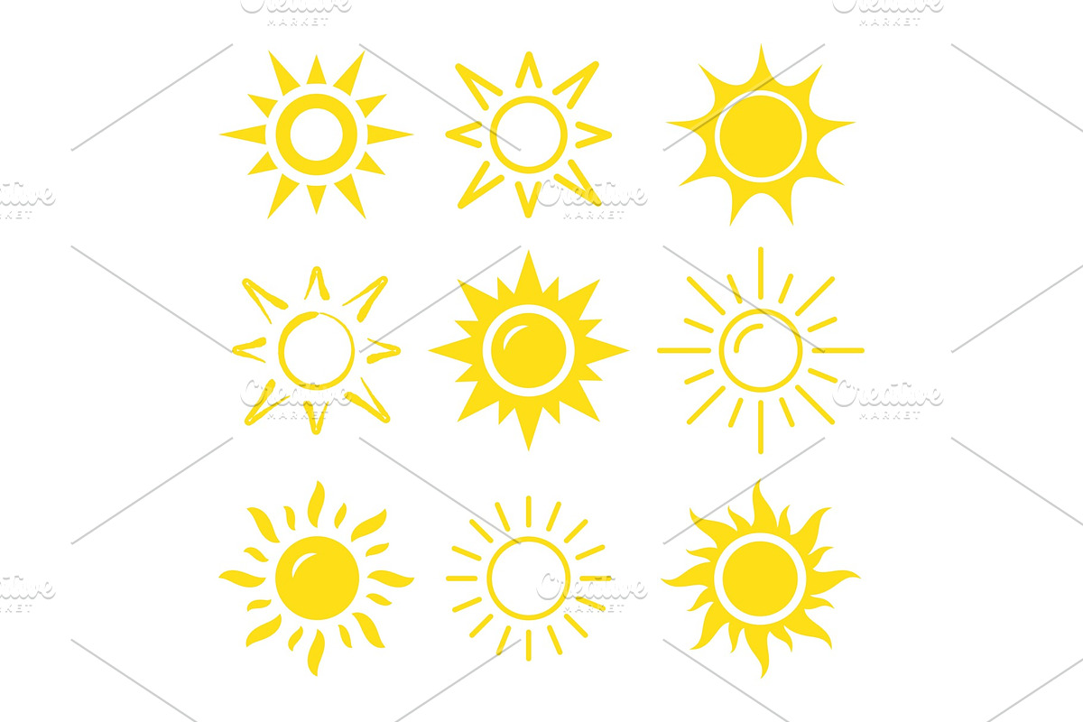 Sun icon set in Objects - product preview 8