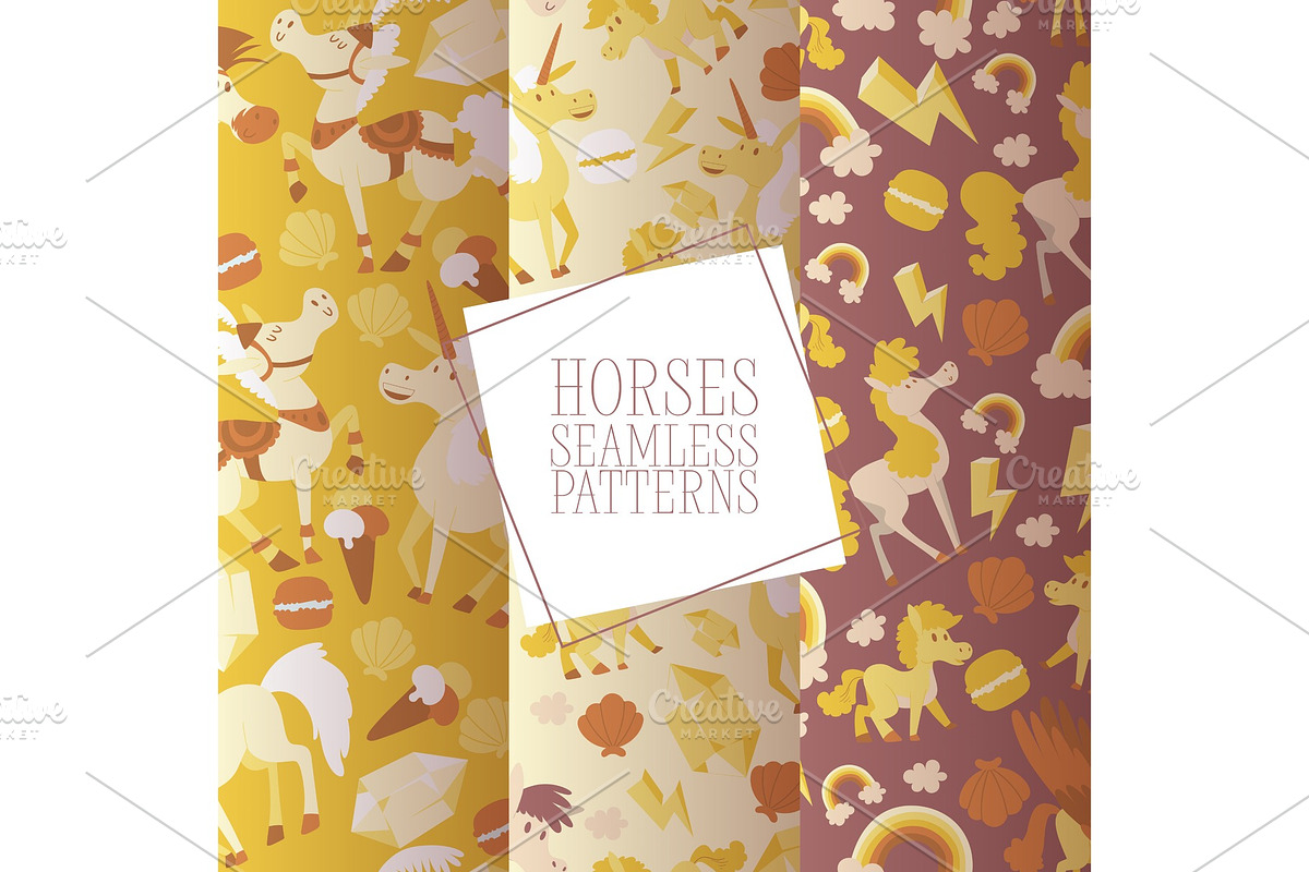 Kids horse vector seamless pattern in Illustrations - product preview 8
