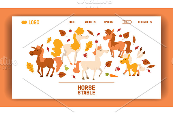 Kids horse vector web page cartoon