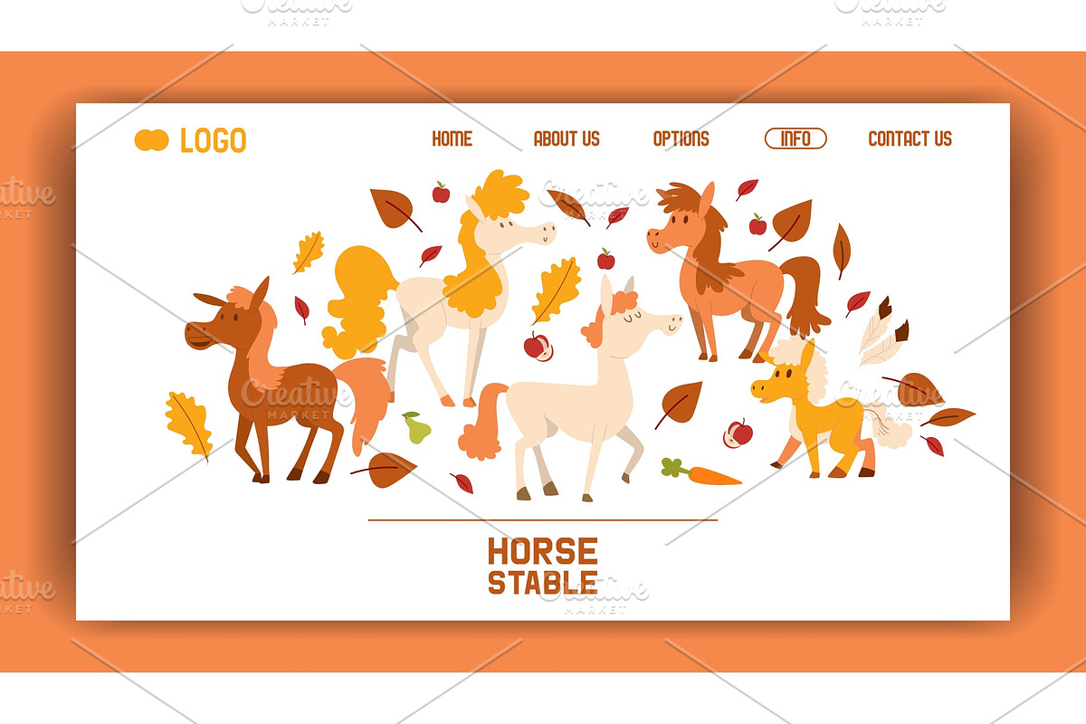Kids horse vector web page cartoon in Illustrations - product preview 8