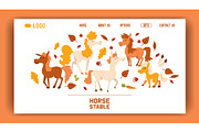 Kids horse vector web page cartoon