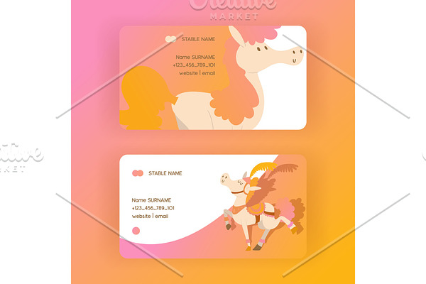 Kids horse vector business-card
