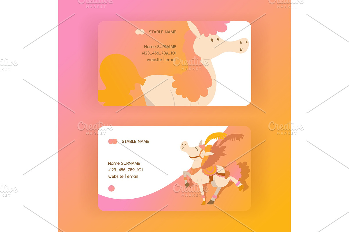 Kids horse vector business-card in Illustrations - product preview 8