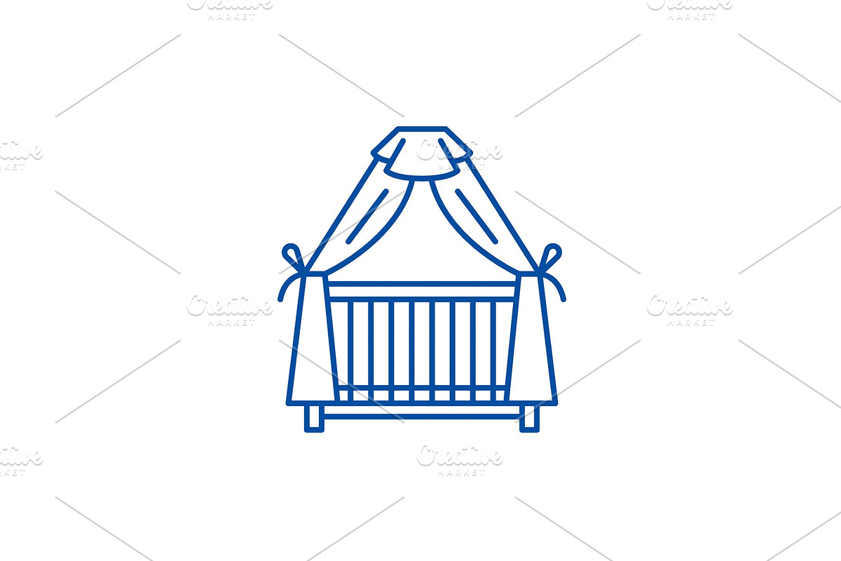 Cot line icon concept. Cot flat in Illustrations - product preview 8